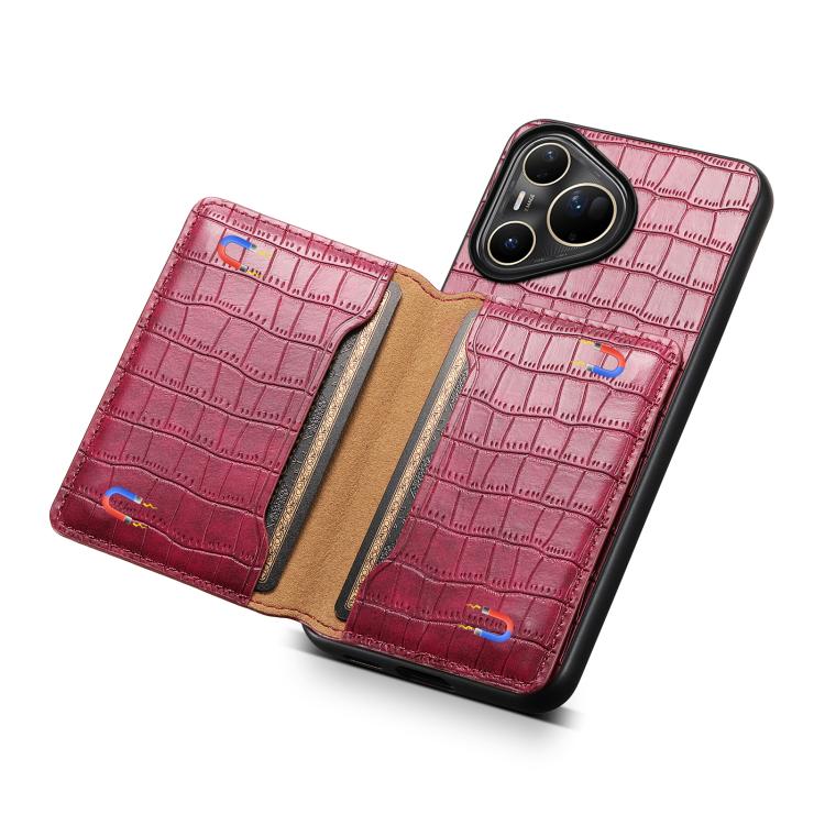 Funda para Huawei Pura 80 Ultra 5G con textura de cocodrilo y diseño de cartera, cobertura total (roja)