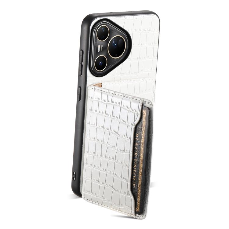 Funda para Huawei Pura 80 Ultra 5G con textura de cocodrilo y diseño de cartera, cobertura total (blanca)