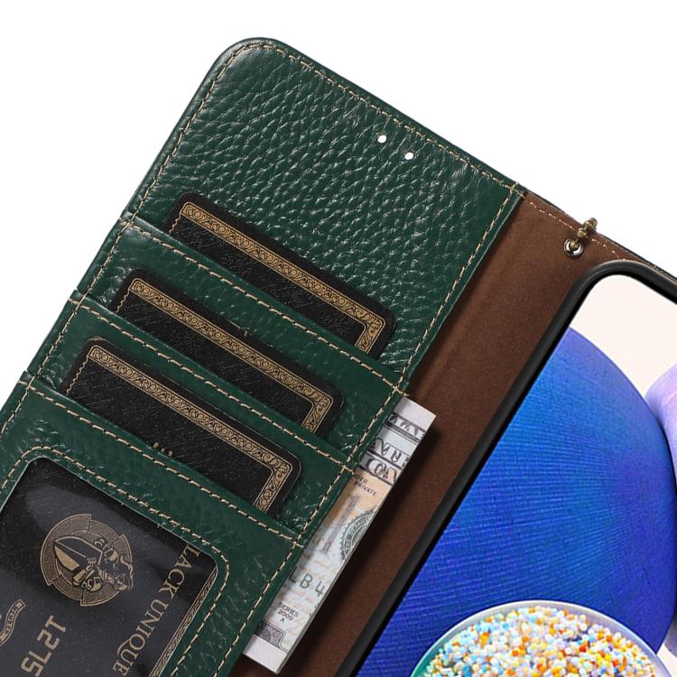 Funda de Cuero Genuino con Textura de Lichi Rfid para OnePlus Ace 5/13R 5G (Verde)
