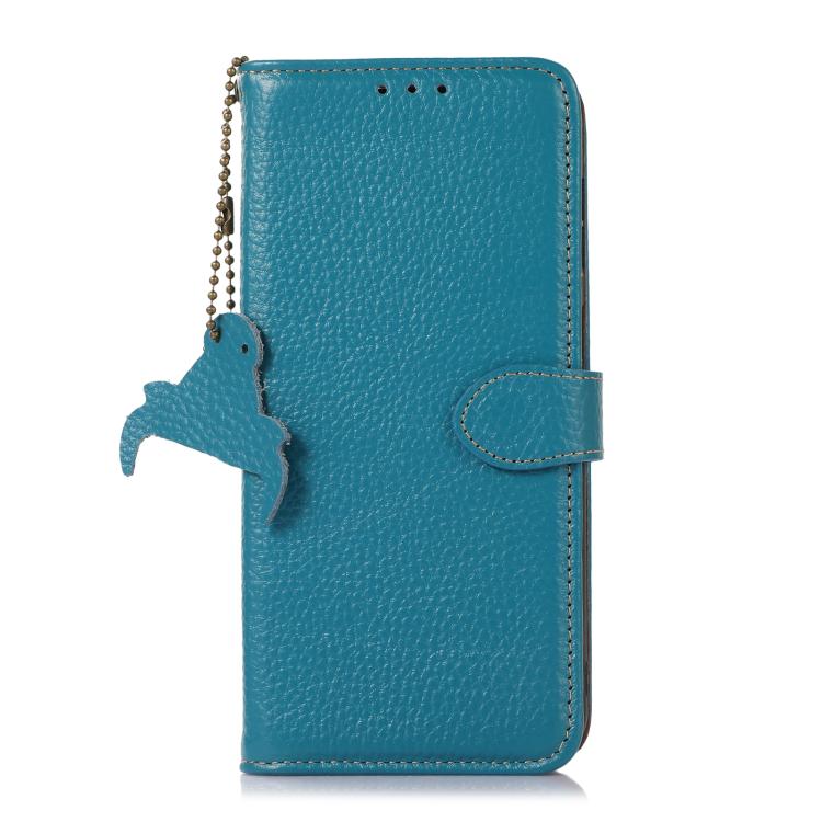 Funda de Cuero Genuino con Textura de Lichi Rfid para OnePlus Ace 5/13R 5G (Azul)