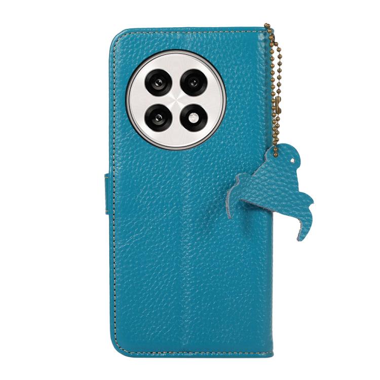 Funda de Cuero Genuino con Textura de Lichi Rfid para OnePlus Ace 5/13R 5G (Azul)