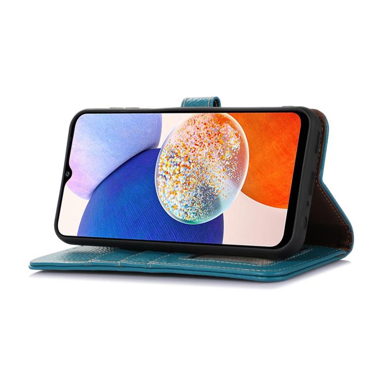 Funda de Cuero Genuino con Textura de Lichi Rfid para OnePlus Ace 5/13R 5G (Azul)