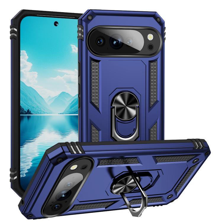 Funda TPU + PC a Prueba de Golpes con Soporte para Google Pixel 10 Pro (Azul)