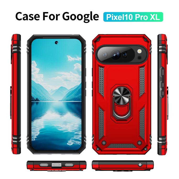 Funda TPU + PC para Google Pixel 10 Pro XL a Prueba de Golpes con Soporte (Roja)