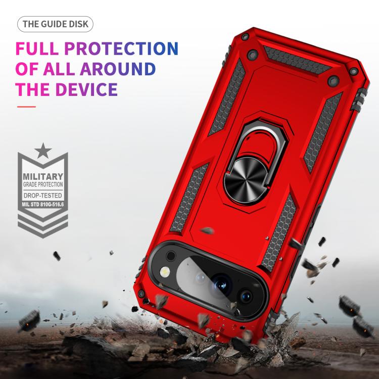 Funda TPU + PC para Google Pixel 10 Pro XL a Prueba de Golpes con Soporte (Roja)