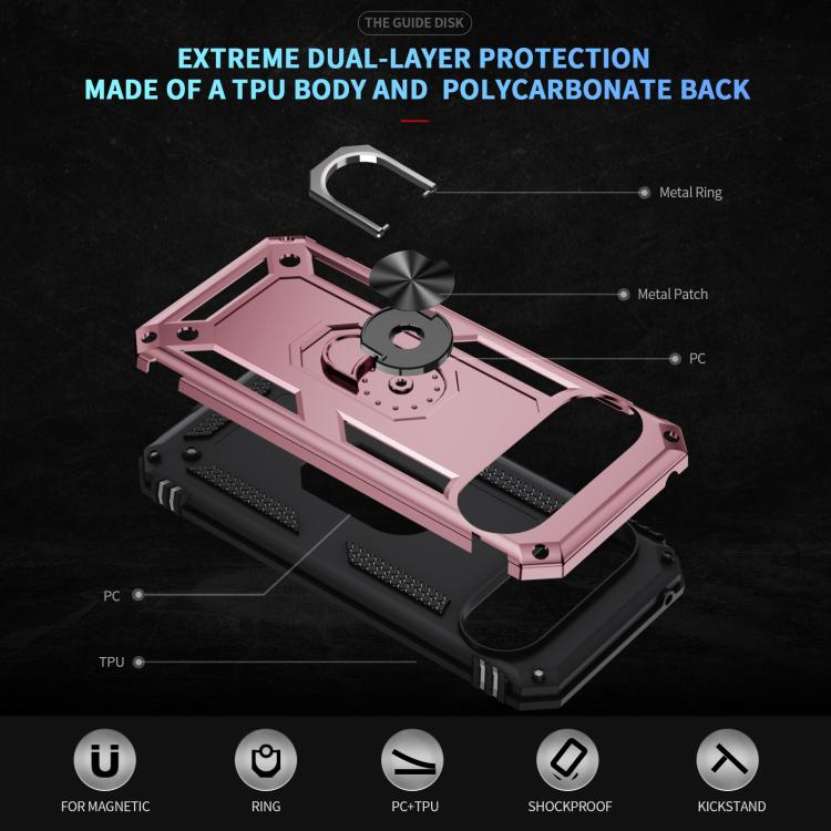 Funda TPU + PC para Google Pixel 10 Pro XL con Soporte a Prueba de Golpes (Oro Rosa)