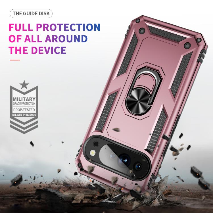 Funda TPU + PC para Google Pixel 10 Pro XL con Soporte a Prueba de Golpes (Oro Rosa)
