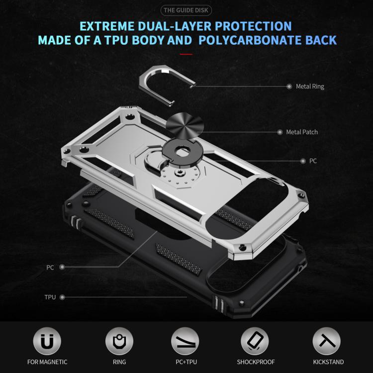 Funda TPU + PC para Google Pixel 10 Pro XL a Prueba de Golpes con Soporte (Plateada)