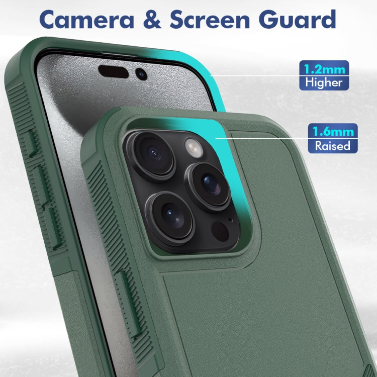 Funda de Teléfono 2 En 1 PC + TPU para iPhone 16 Pro Max (Verde Oscuro)