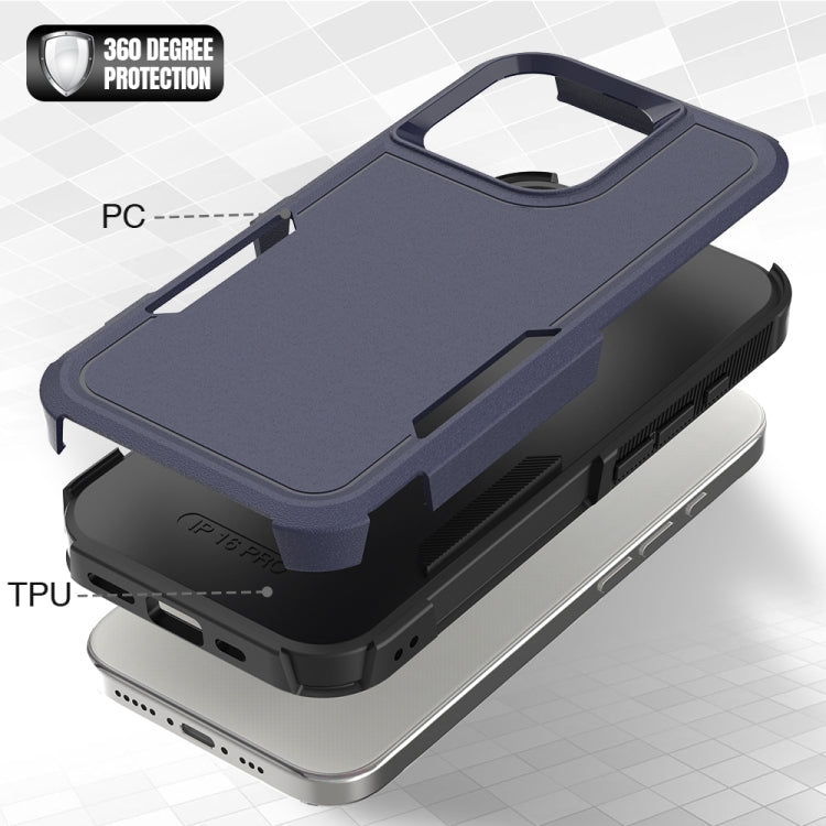 Funda para iPhone 16 Pro 2 En 1 PC + TPU (Azul Oscuro)