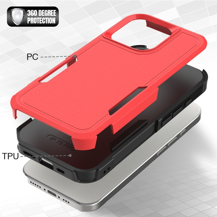 Funda de Teléfono 2 En 1 PC + TPU para iPhone 16 Pro (Roja)