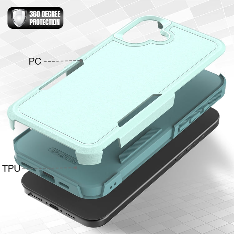 Funda para iPhone 16 Plus 2 en 1 PC y TPU (Verde Claro)