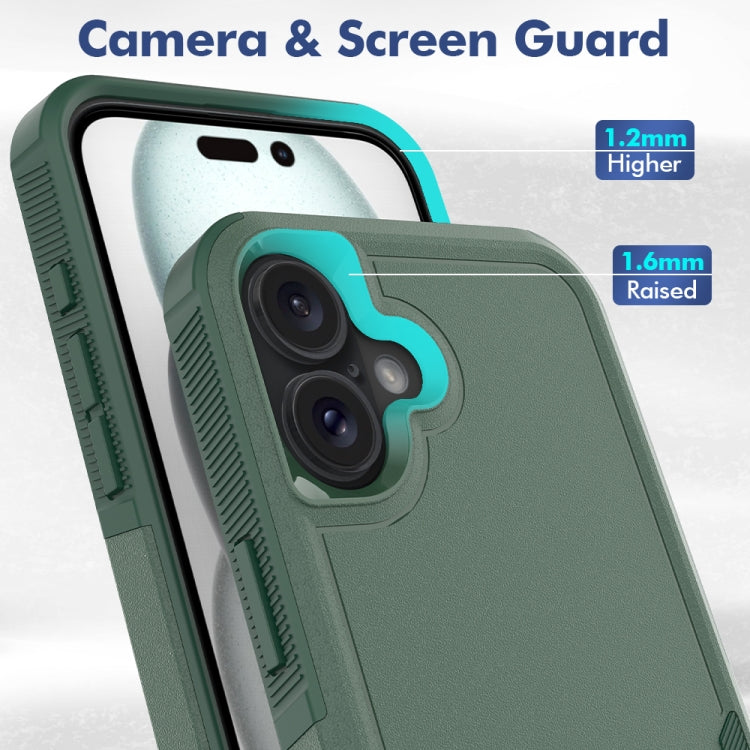Funda para iPhone 16 Plus 2 En 1 PC TPU (Verde Oscuro)