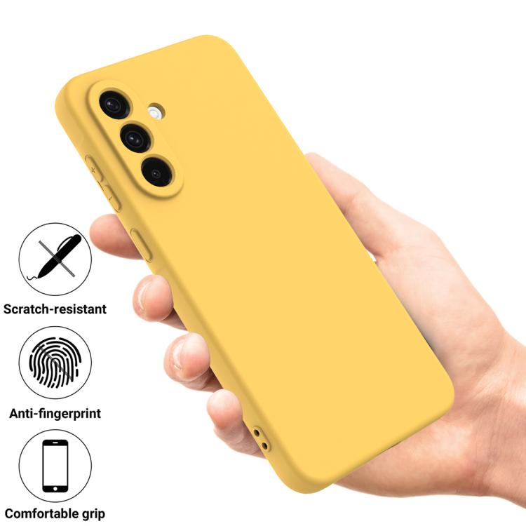 Funda de silicona líquida de color sólido para Samsung Galaxy M36 5G, a prueba de caídas y cobertura total (amarilla)