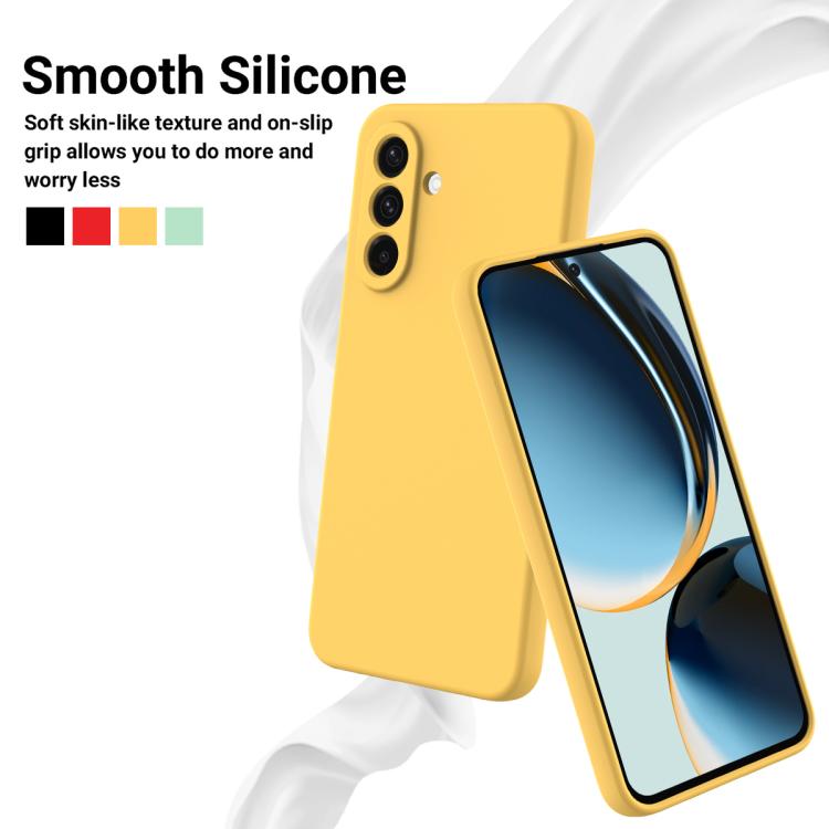 Funda de silicona líquida de color sólido para Samsung Galaxy M36 5G, a prueba de caídas y cobertura total (amarilla)