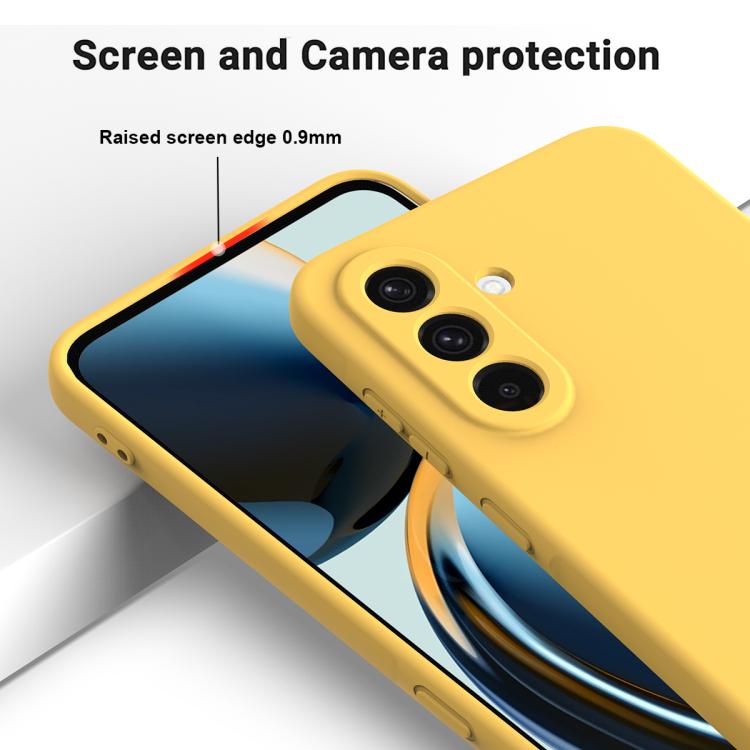 Funda de silicona líquida de color sólido para Samsung Galaxy M36 5G, a prueba de caídas y cobertura total (amarilla)