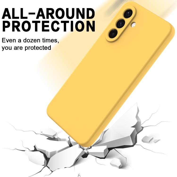 Funda de silicona líquida de color sólido para Samsung Galaxy M36 5G, a prueba de caídas y cobertura total (amarilla)