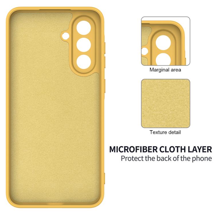 Funda de silicona líquida de color sólido para Samsung Galaxy M36 5G, a prueba de caídas y cobertura total (amarilla)