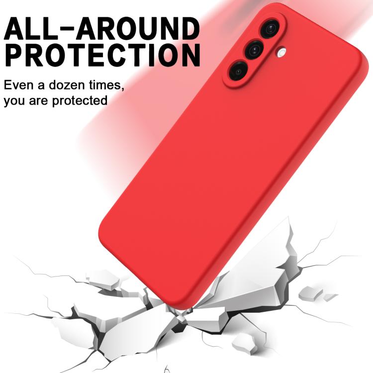 Funda de silicona líquida de color sólido para Samsung Galaxy M36 5G, a prueba de caídas y cobertura total (roja)