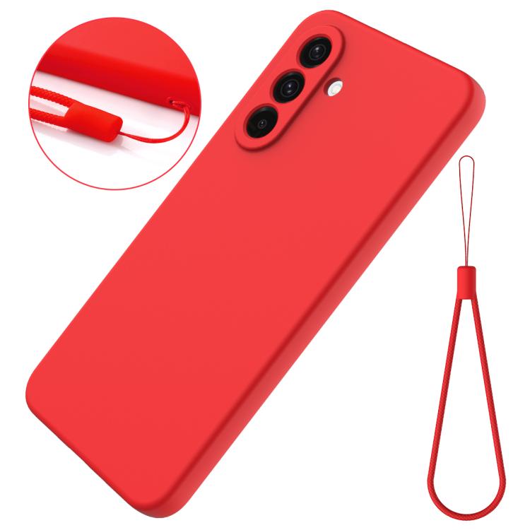 Funda de silicona líquida de color sólido para Samsung Galaxy M36 5G, a prueba de caídas y cobertura total (roja)