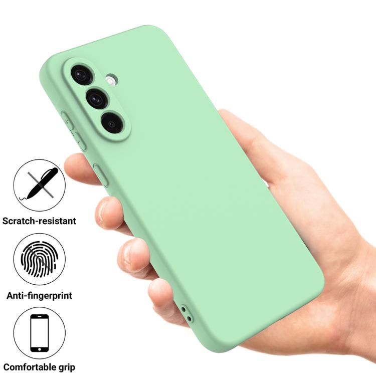 Funda de silicona líquida de color sólido para Samsung Galaxy M36 5G, a prueba de caídas y cobertura total (verde)