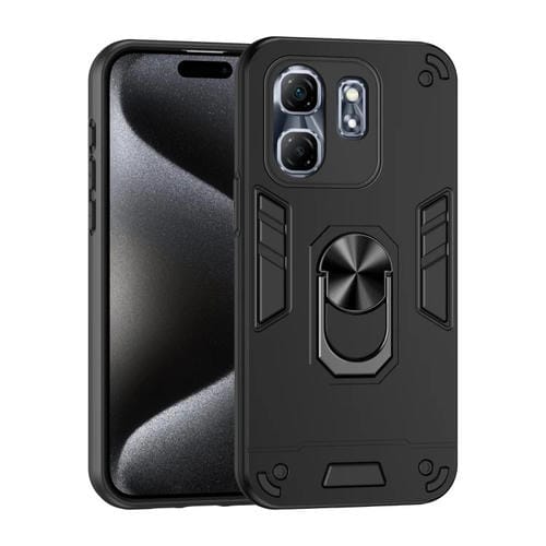 Funda para Teléfono Infinix Hot 50I con Soporte de Anillo Metal a Prueba de Golpes (Negro)