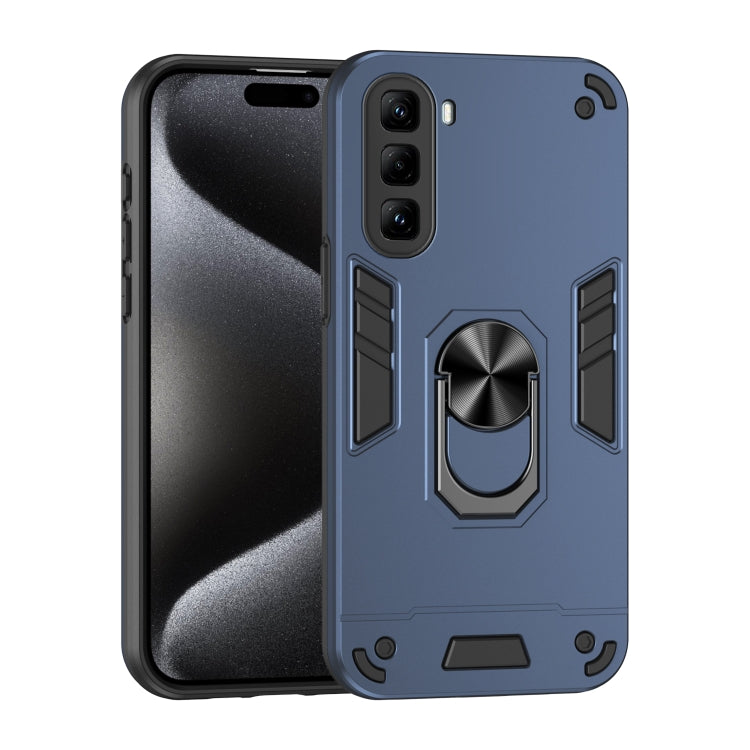 Funda para Teléfono Infinix Hot 50 Pro 4G con Soporte de Anillo de Metal a Prueba de Golpes (Azul)