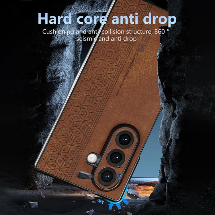 Funda AZNS con relieve 3D para Samsung Galaxy Z Fold7 5G (marrón)