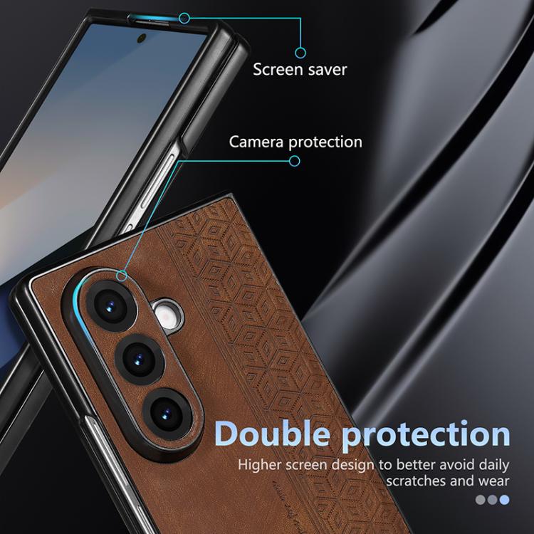 Funda AZNS con relieve 3D para Samsung Galaxy Z Fold7 5G (marrón)