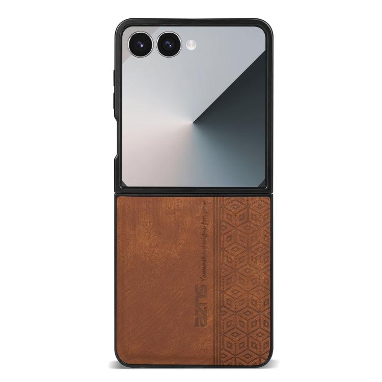 Funda AZNS con relieve 3D para Samsung Galaxy Z Flip7 5G (marrón)
