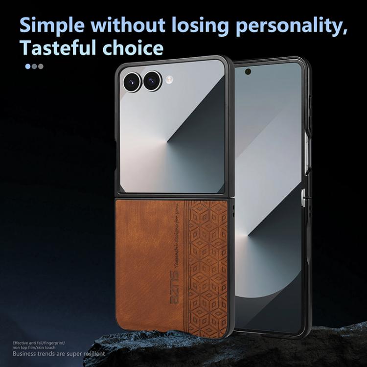 Funda AZNS con relieve 3D para Samsung Galaxy Z Flip7 5G (marrón)