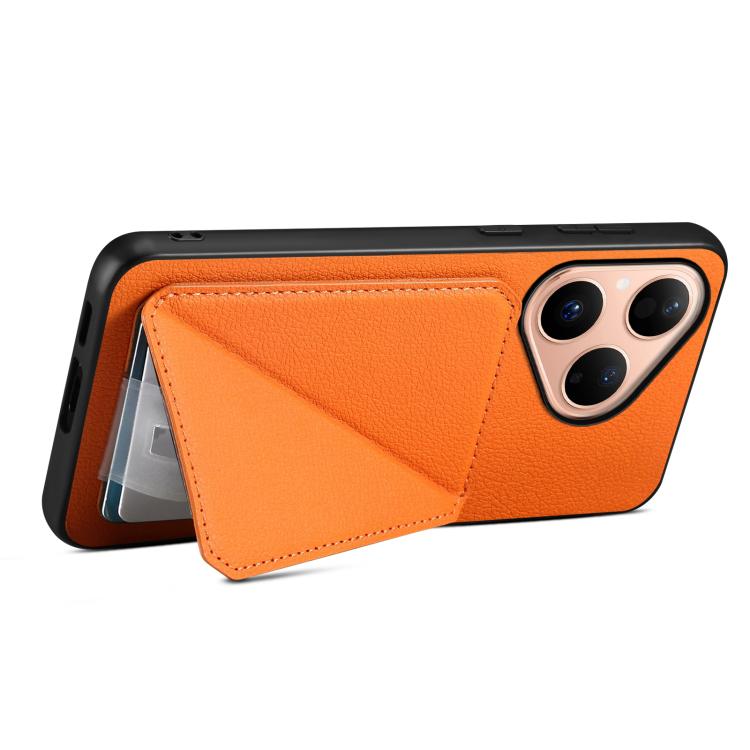 Funda para Huawei Pura 80 5G D04 con textura de becerro y ranura para dos tarjetas (naranja)