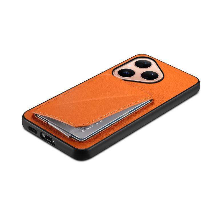 Funda para Huawei Pura 80 5G D04 con textura de becerro y ranura para dos tarjetas (naranja)