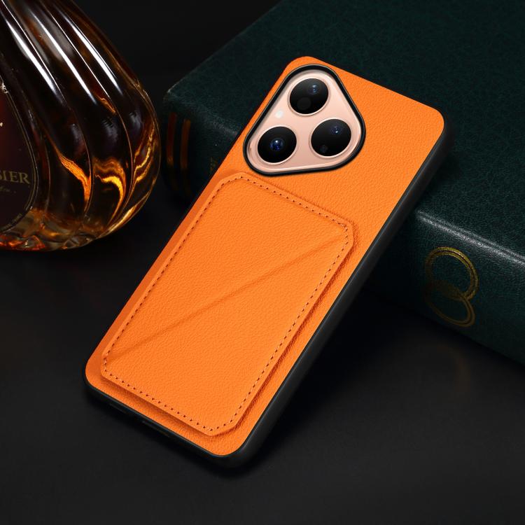 Funda para Huawei Pura 80 5G D04 con textura de becerro y ranura para dos tarjetas (naranja)