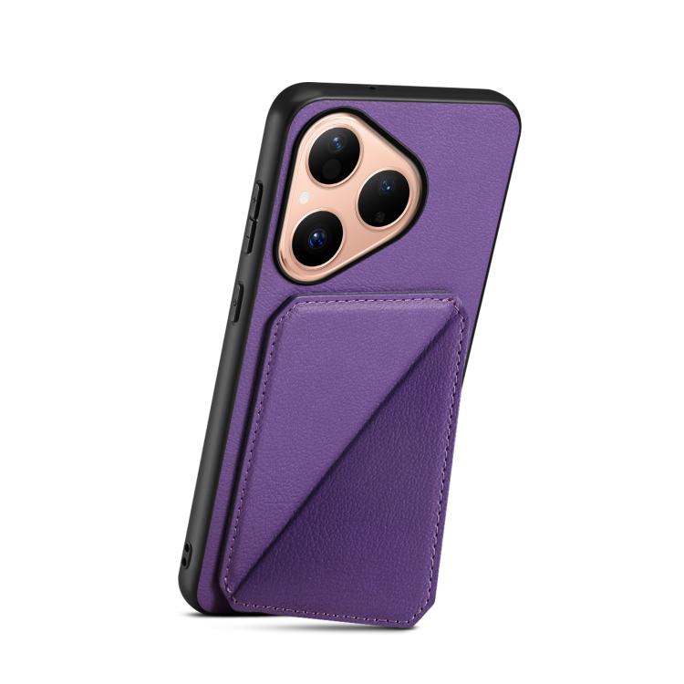 Funda para Huawei Pura 80 5G D04 con textura de becerro y ranura para dos tarjetas (morado)