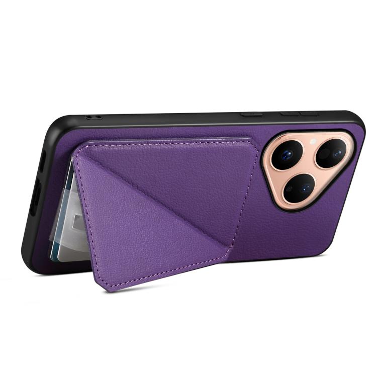 Funda para Huawei Pura 80 5G D04 con textura de becerro y ranura para dos tarjetas (morado)