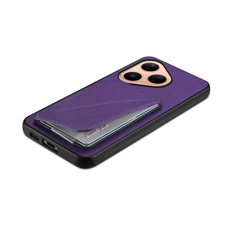 Funda para Huawei Pura 80 5G D04 con textura de becerro y ranura para dos tarjetas (morado)