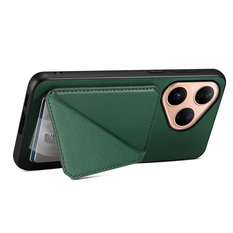 Funda para Huawei Pura 80 5G D04 con textura de becerro y ranura para dos tarjetas (verde)