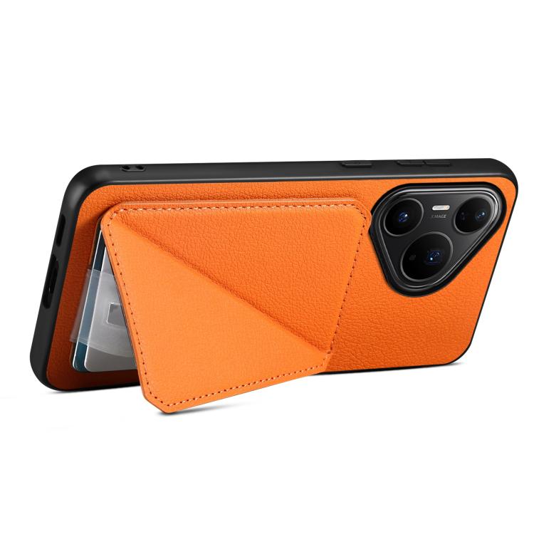 Funda para Huawei Pura 80 Pro / 80 Pro+ 5G D04 con textura de becerro y ranura para dos tarjetas (naranja)