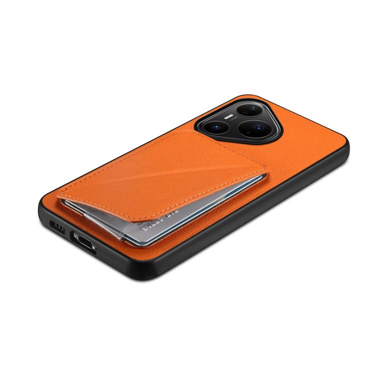 Funda para Huawei Pura 80 Pro / 80 Pro+ 5G D04 con textura de becerro y ranura para dos tarjetas (naranja)