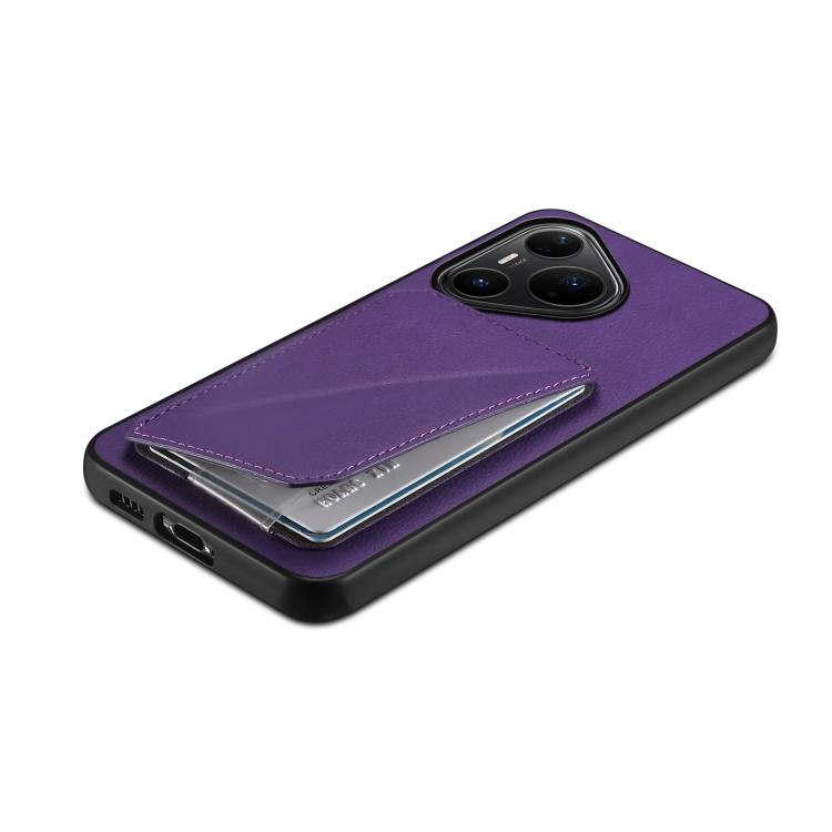 Funda para Huawei Pura 80 Pro / 80 Pro+ 5G D04 con textura de becerro y ranura para dos tarjetas (morado)