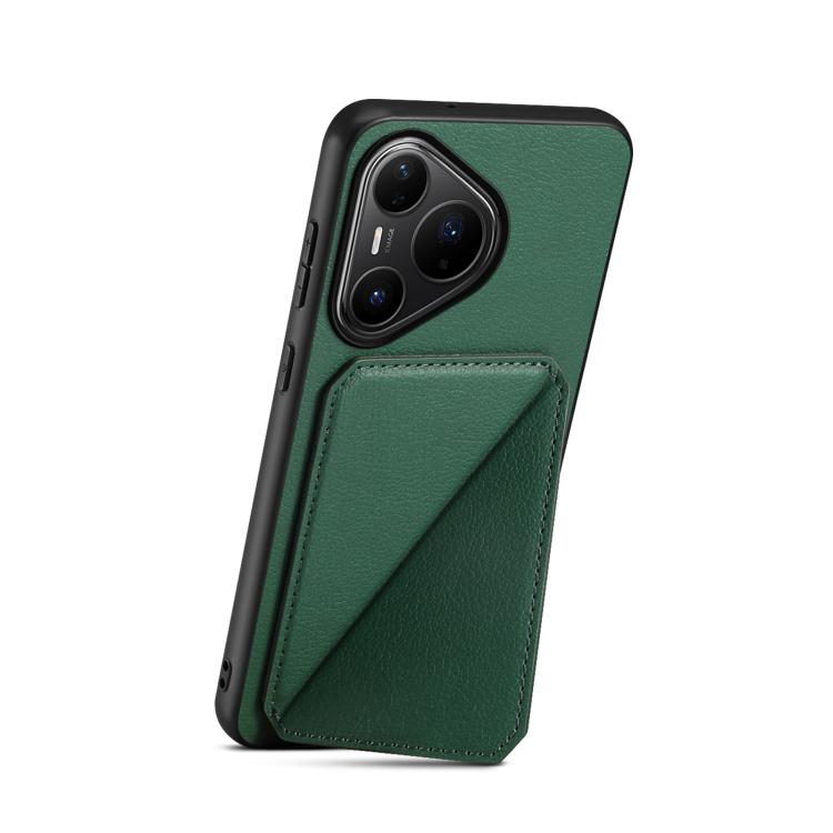 Funda para Huawei Pura 80 Pro / 80 Pro+ 5G D04 con textura de becerro y ranura para dos tarjetas (verde)