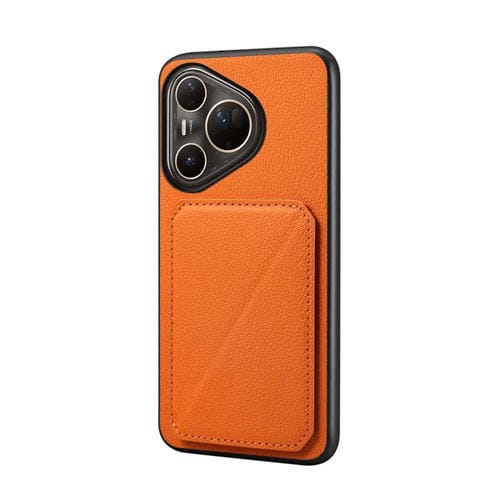 Funda para Huawei Pura 80 Ultra 5G D04 con textura de becerro y ranura para dos tarjetas (naranja)