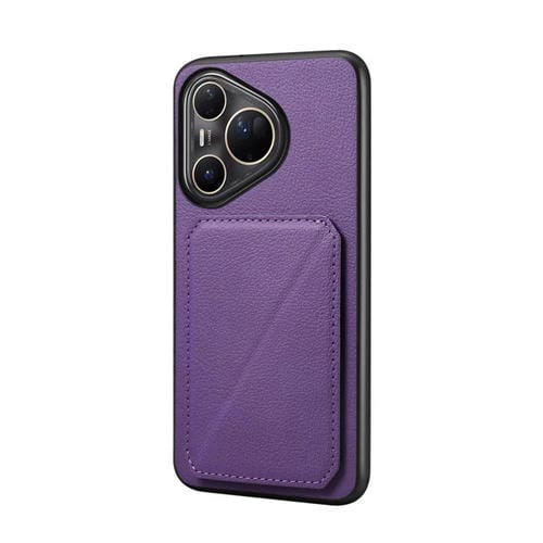 Funda para Huawei Pura 80 Ultra 5G D04 con textura de becerro y ranura para dos tarjetas (morado)