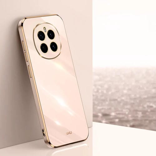 Funda para Teléfono Honor Magic7 Xinli TPU con Borde Dorado y Revestimiento 6D Recto (Rosa)