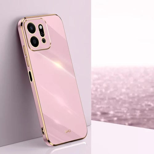 Funda para Teléfono Xinli con Borde Dorado y Revestimiento 6D Recto para Honor Play9T 5G (Morado Cereza)
