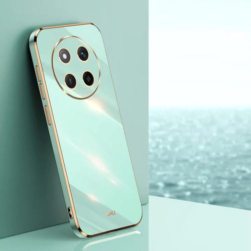 Funda para Teléfono Honor X60 Pro Xinli con Borde Dorado y Revestimiento 6D TPU (Verde Menta)