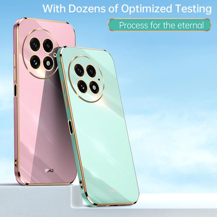 Funda para Teléfono OnePlus 13 Xinli con Borde Dorado y Revestimiento 6D Recto (Rosa)