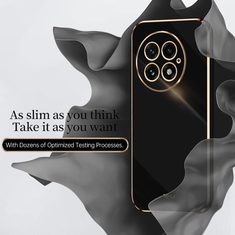 Funda para Teléfono OnePlus 13 Xinli con Borde Dorado y Revestimiento 6D Recto (Rosa)