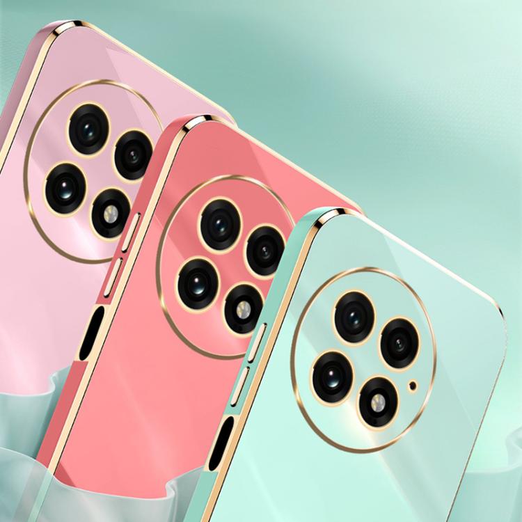 Funda para Teléfono OnePlus 13 Xinli con Borde Dorado y Revestimiento 6D Recto (Rosa)